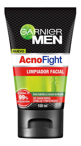 Imagen 2 de 6 de Limpiador Facial Anti-acné Garnier Men Acno Fight 100ml