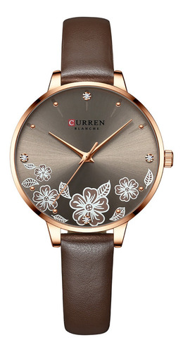 Curren Reloj Dama Diseño De Flores Moda Con Correa Piel