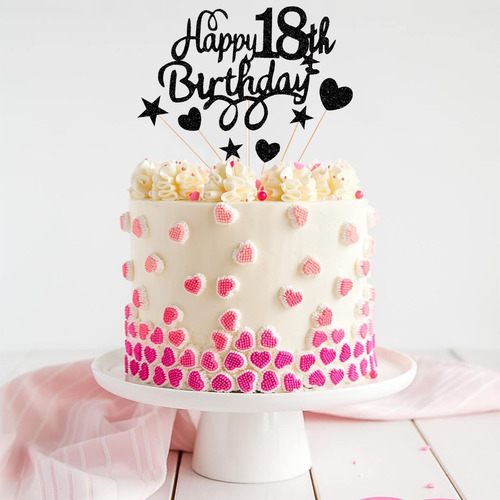 Globos 18 Cumpleaños Negro Y Rosa Decoración Años Mujer