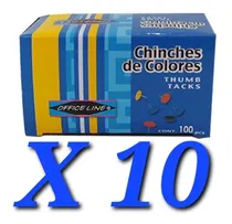 Comprar Chinches De Colores Surtidos Caja Con 1000 Unidades Pack 10 
