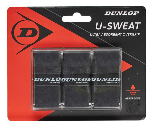Dunlop Sports U-sweat Overgrip - Paquete De 3, Color Negro