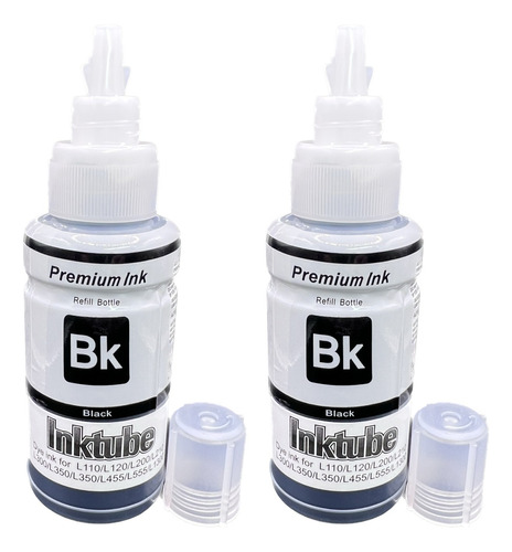 Kit 2x Tinta Preta Compatível Epson L220 L355 L365 L375 L395