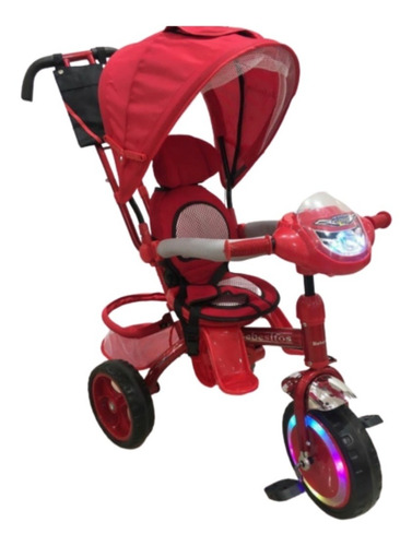 Imagen 1 de 8 de Triciclo Con Paseador /bebés/ Azul, Fucsia, Rojo Y Gris