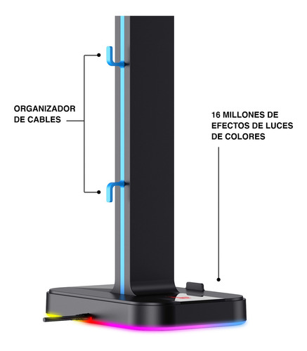 Imagen 4 de 6 de Soporte De Audífonos Gamer Rgb Th650