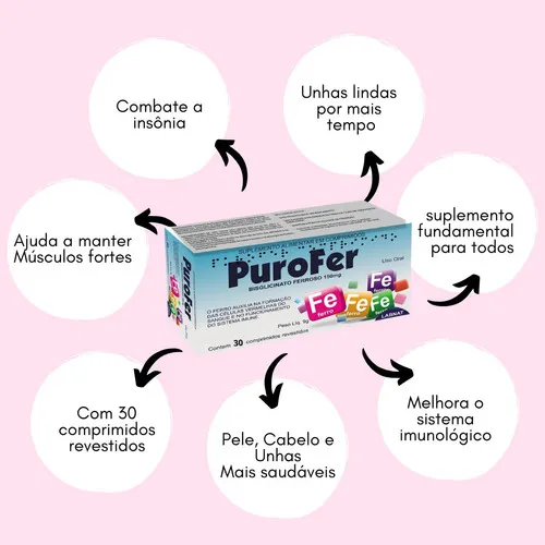 Bisglicinato ferroso Purofer 150 mg c/30 cp = Neutrofer Ferro sabor insípido