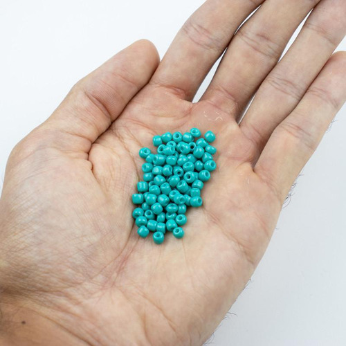 Miçanga Vidro Azul Turquesa 3,6mm 100g Para Guia Umbanda