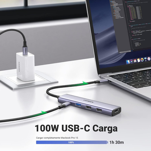 Ugreen Adaptador 5 En 1 Tipo C+ Ethernet Hdmi Hub Usb 3.0 Dh