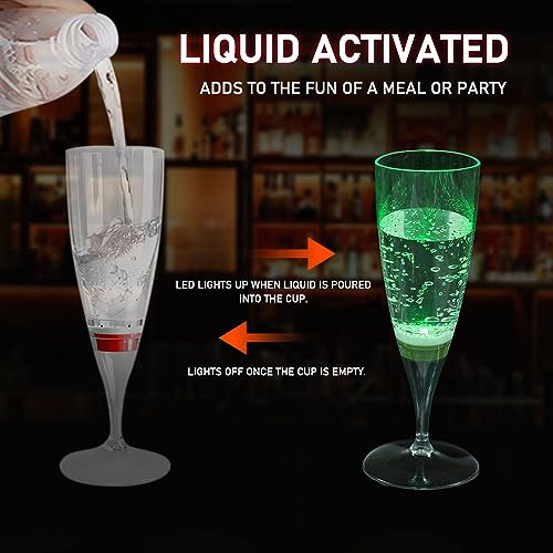 Copas De Flauta De Champán De Vino Led, Homeya (juego De 6 M
