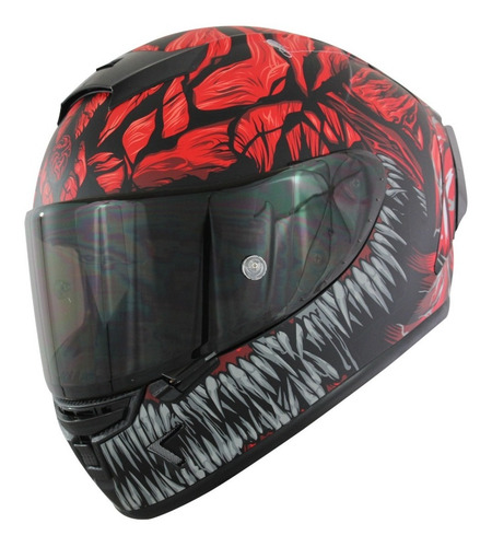 Imagen 1 de 6 de Casco Cerrado Para Moto Kov Aircut Carnivor Rojo Gris