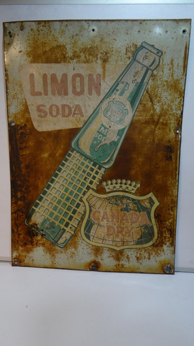 Letrero Cartel Antiguo, Limón Soda-lata