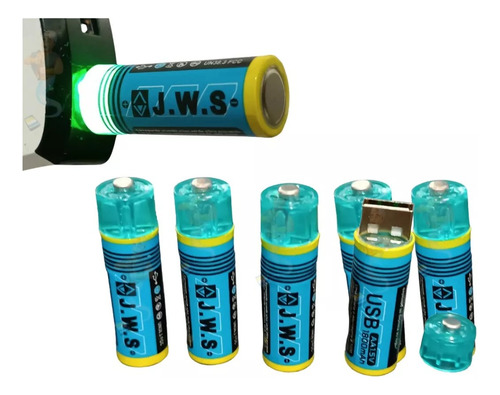Pack 4 Pilas Aa Ion Litio Recargables Usb 1.5v Doble A