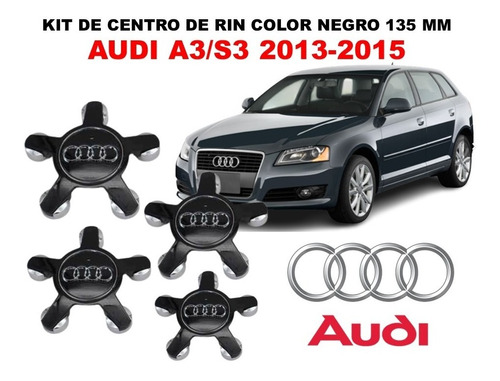 Kit De 4 Centros De Rin Audi A3/s3 2013-2015 135 Mm Negro