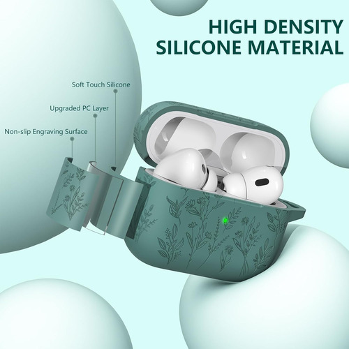 Funda Con Grabado De Flores Para Apple AirPods Pro 2 Gen Con