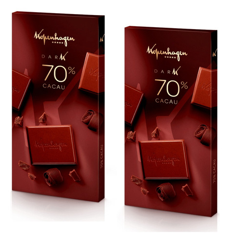 Kit 2 Tabletes Chocolate Amargo 70% Cacau 100g Kopenhagen