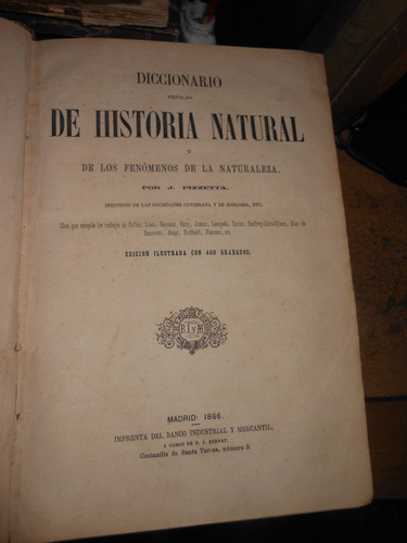 * Diccionario Popular De Historia Natural -   Año 1866