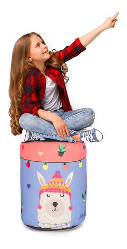 Imagen 2 de 7 de Puff Almohadon Banco Mujer Joven Regalo Infantil Nena Llama