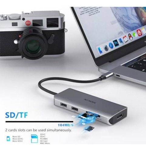 Estación De Acoplamiento Usb-c 3 En 1, Adaptador Versátil