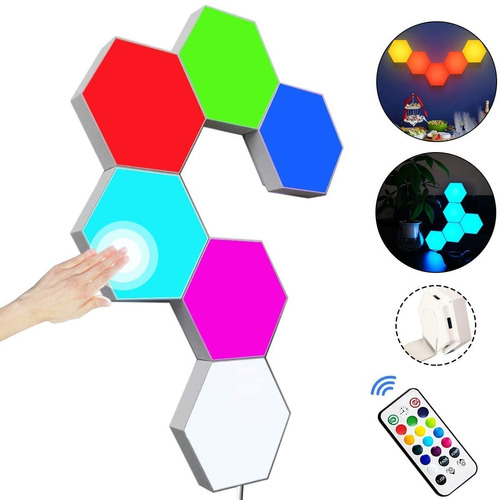 Luz Hexagonal Rgb Colores Pack 3 Unidades Touch + Control