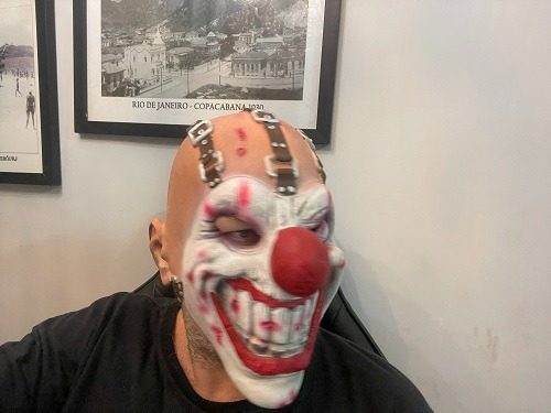 Máscara De Carnaval Palhaço Assassino Crazy Clown Full Látex Cor Creme Palhaço Caolha