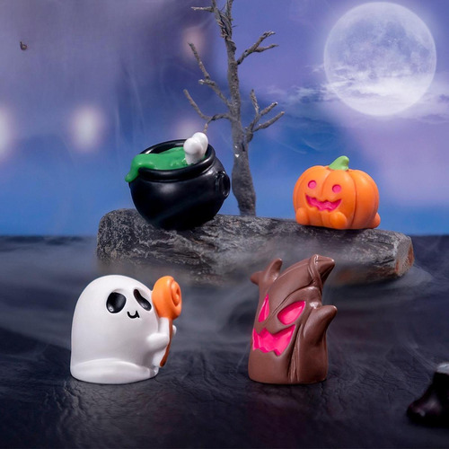 3 Mini Escultura De Halloween En 1,6 X 2,5 Cm Gato