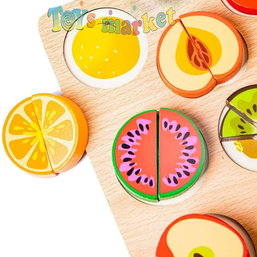 Frutas De Madera Imantadas Para Cortar Montessori Didáctico