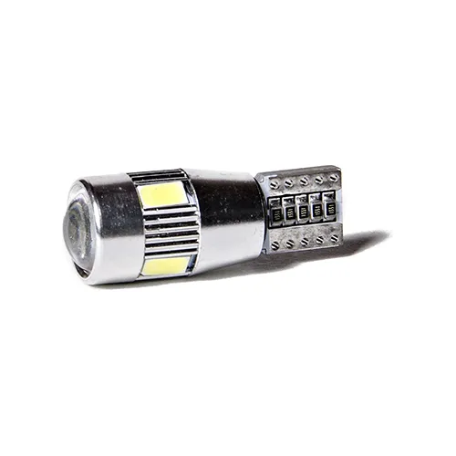 Lampara De Posicion T10 Cob Canbus 6 Puntas Con Lupa Blanco