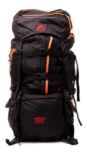 Mochila Crampon 65 Litros Trilhas & Rumos Cargueira Viagem Cor Preto Desenho do tecido Liso