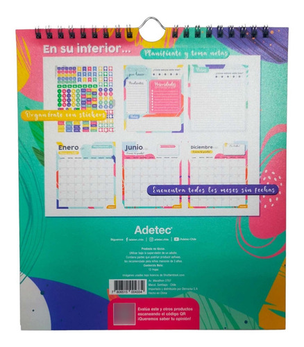 Calendario Planificador Anual Mural + 4 Lapices Paper Mate