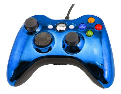 Joystick Xbox 360 Control Mando Cableado Pc Azul Cromo