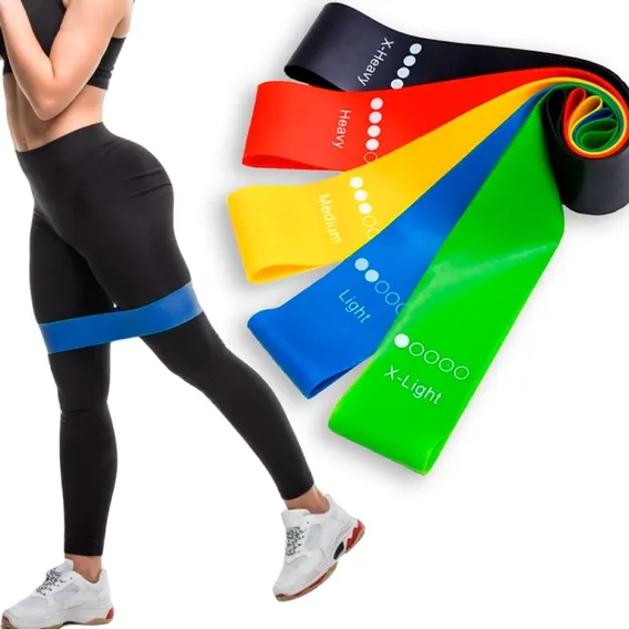 Kit 5 Faixa Elástica Mini Band Treino Exercicios 5 Niveis
