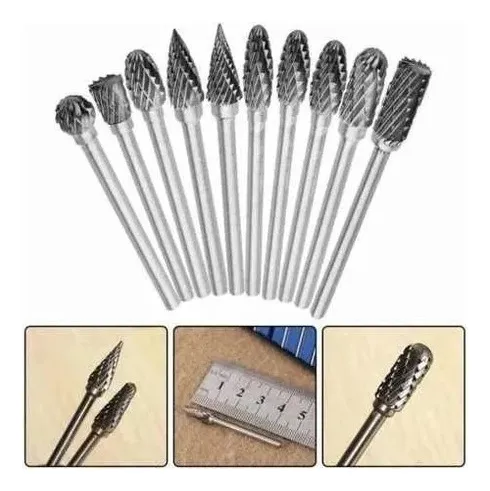 Kit Jogo 10 Fresas Lima Rotativa Metal Duro !