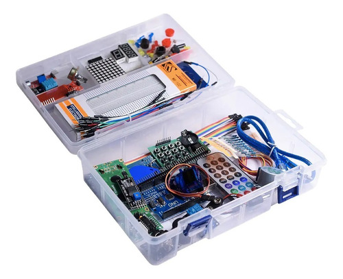 Kit Placa Uno Starter Lcd Dht Rfid Proto Cables Sensor Caja
