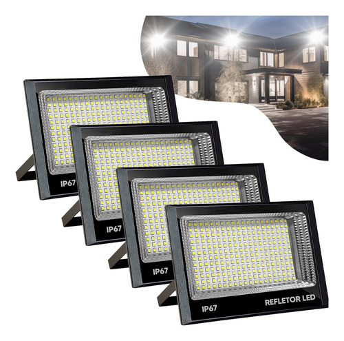Rapidao Net 10x Refletor Led Holofote 400w 127/220V Prova D'água Cor Da Carcaça Preto Cor Da Luz Branco-frio 127/220v