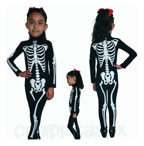 Disfraz Hueso Esqueleto Catrina Calaca Halloween Niña Comple