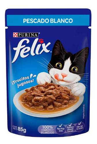 Sobre Comida Purina Felix Pescado Blanco Salsa 85gr