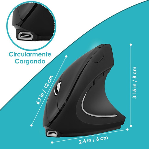 Imagen 8 de 9 de Mouse Vertical Inalámbrico Ergonómico Carga Usb