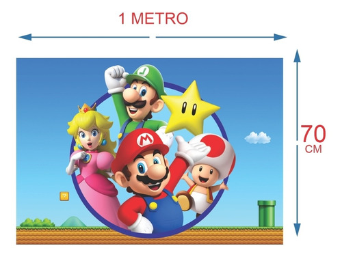 Imagem 2 de 6 de Super Kit Decoração Festa Totem Display Super Mario Painel