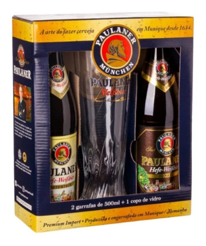 Kit Cerveja Paulaner 2 Garrafas De 500ml + 1 Copo