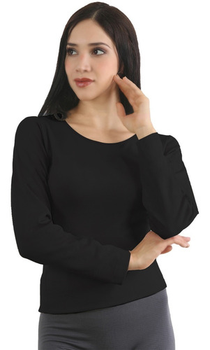 Imagen 2 de 2 de 5pz Blusa Térmica Afelpada Lycra Cuello Redondo Unitalla