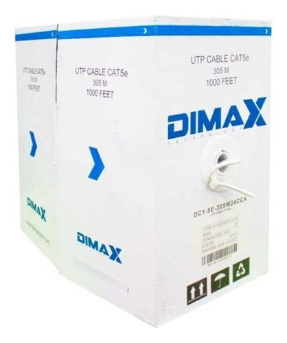 Cable Utp Cat5e Blanco Cca 305m - Dimax Dc1-5e-305w24cca