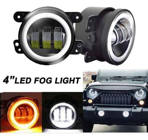 Faro Led Luz Blanca Neblinero Halo Blanco-ambar 4 Pulgadas