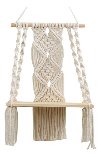 Estantería De Macramé Bohemio Para Colgar En La Pared, Borla
