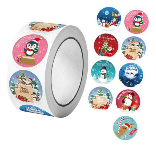 Rollo De Pegatinas Navideñas, Pegatinas Navideñas Estilo A