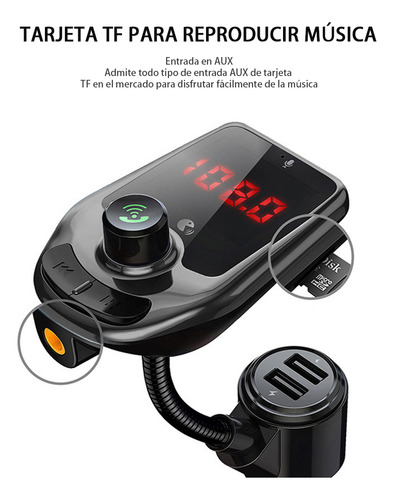 Receptor Vehículo Transmisor Bluetooth Fm De Música Mp3
