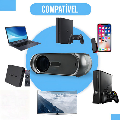 Kit 20 Projetor T7 Espelhamento Wi-fi E Full Hd 1080p
