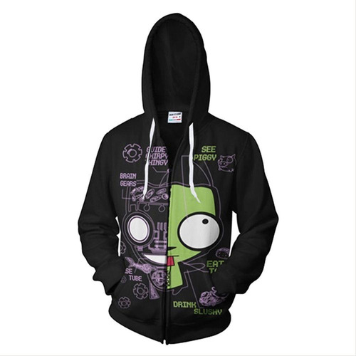 Chaqueta Invasor Zim Casual Estampada De Cosplay Adulto Cos