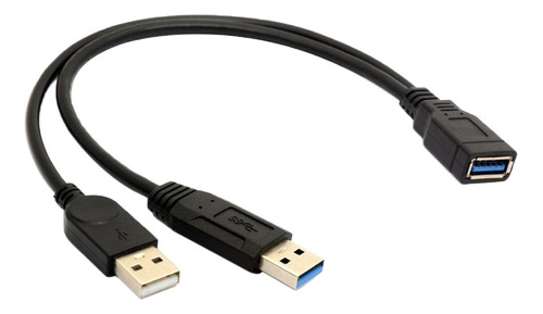 Negro Usb 3.0 Hembra A Doble Usb Macho De Alimentación Extra