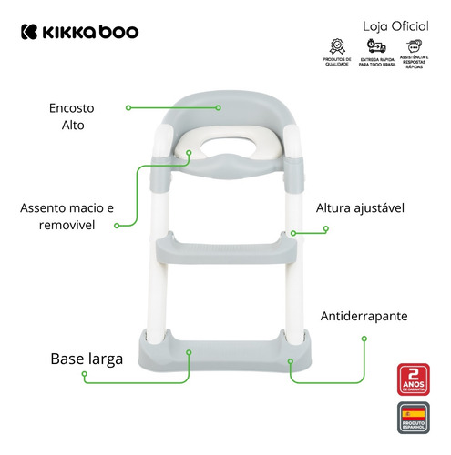 Troninho Redutor Assento 2 Em 1 Com Escada Lea Grey Kb