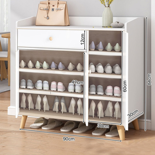 Zapatero Madera 3puertas + Cajón Antihumedad (blanco) Blanco