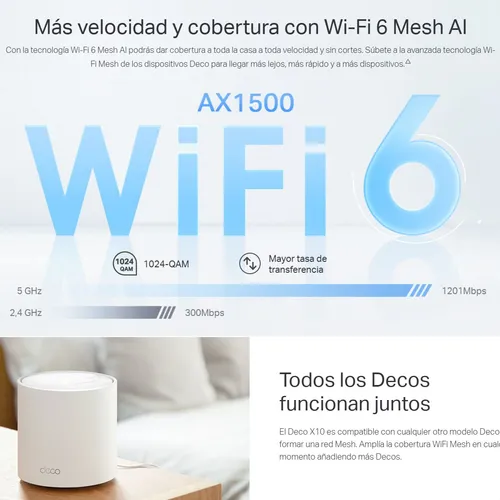 Sistema Wifi 6 Mesh Ai Ax1500, Tp-link Deco X10 (2-pack)